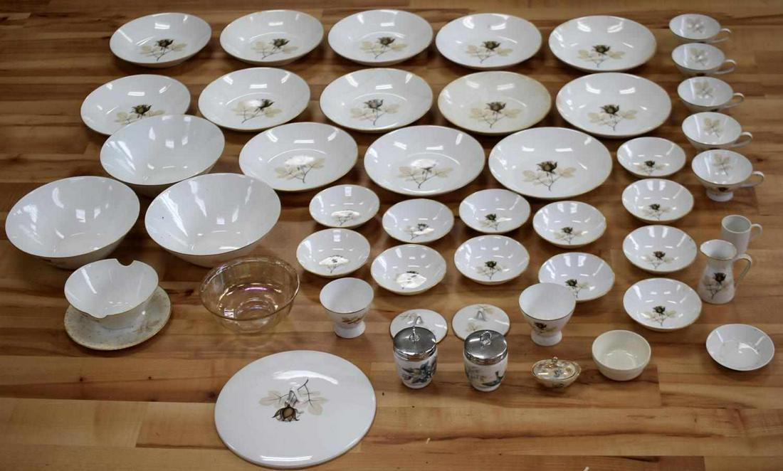 LARGE ASSORTED CHINA & PORCELAIN DINNERWARES LOT: Includes a random assortment of Rosenthal and Royal Worcester fine china. Everything from gold-rimmed plates/bowls to ornate teacups is represented here. Lot remains in very good condition, save for s