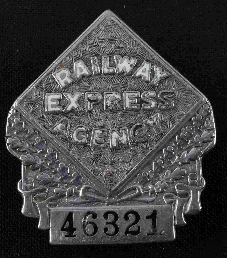 RAILWAY EXPRESS AGENCY NUMBERED BADGE: Award incentives NYC back marked if it had red enamel it is gone, very good original condition,