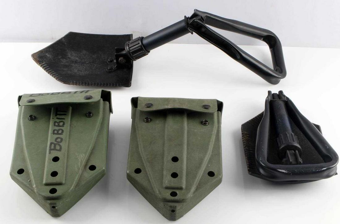 LOT OF 2 DESERT STORM GI E TOOL ENTRENCHING TOOLS: With plastic cases, tri fold entrenchers.