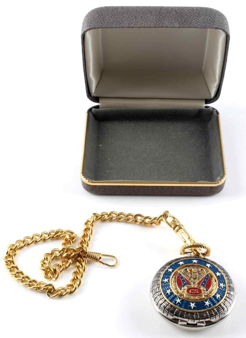 FRANKLIN MINT ROBERT E. LEE POCKETWATCH W CHAIN: Like new condition, needs battery.