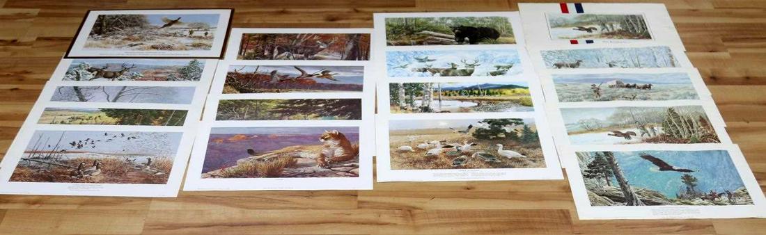 LOT OF 16 REMINGTON HUNTING HERITAGE PRINTS: Lot of 16 Remington "Our Hunting Heritage 1776-1976" prints from the Remington Wildlife Art Collection and the Remington Sportsmen's Library of Fine Prints. The prints are 16 1/2 inches wide by 12 1/8