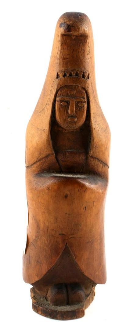 19TH CENTURY JAPANESE CATHOLIC ALTER FIGURE: Rare 200 year old Japanese Catholic Christian Alter Figure. Hand carved wood figure measures 7 inches in height (some loss along base).