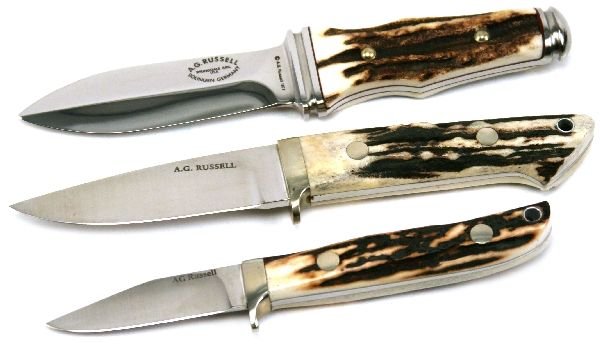 A. G. RUSSELL CUSTOM HUNTING KNIFE LOT OF 3