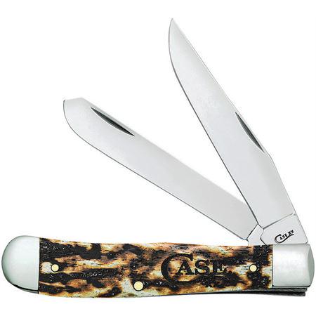 CASE NATURAL BONE TOASTED COLOR WASH TRAPPER KNIFE: Trapper Toasted ColorWash. 2254 SS pattern. 4.13 inch closed. Mirror finish stainless clip and spey blades. Toasted ColorWash natural bone handle. Nickel silver bolster(s). Boxed. This lot has a reser