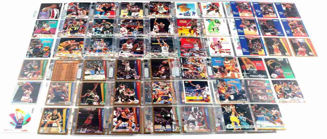 SET 149 ASSORTED BRANDS 1990S BASKETBALL CARDS: Set of 149 assorted brands of 1990's basketball cards. Brands are Skybox, Fleer and UpperDeck. Players include Charles Barkley, Shawn Kemp, Gary Peyton, Dennis Rodman, Scottie Pippen and more. Cards a