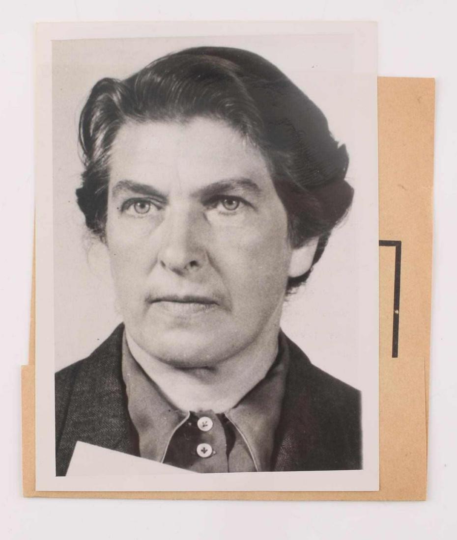 WWII GERMAN 5X7 PHOTOGRAPH OF JOHANNA WOLF: WWII German photograph of Johanna Wolf, Adolf Hitler's secretary. The photo was taken when she was 50, on September 24, 1947. She hold the name "The Ideal German Woman." Photo in good condition.