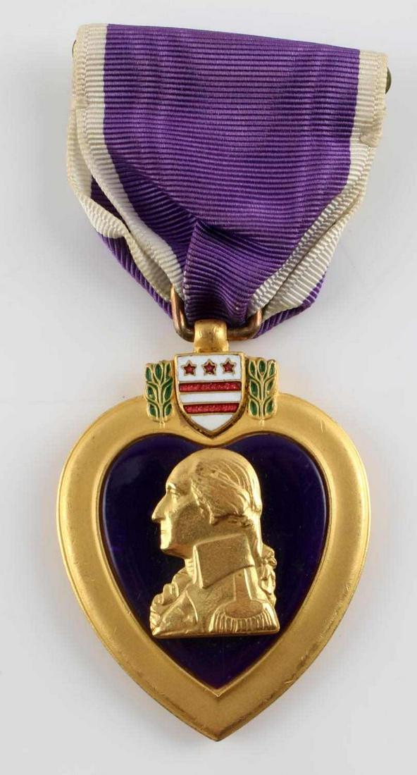 KOREAN WAR NAMED PURPLE HEART MEDAL W RESEARCH: Named to Robert L. Baker, Infantry Sergeant in the North Korea sector. A first-hand account and record of his service is included. Very good condition.