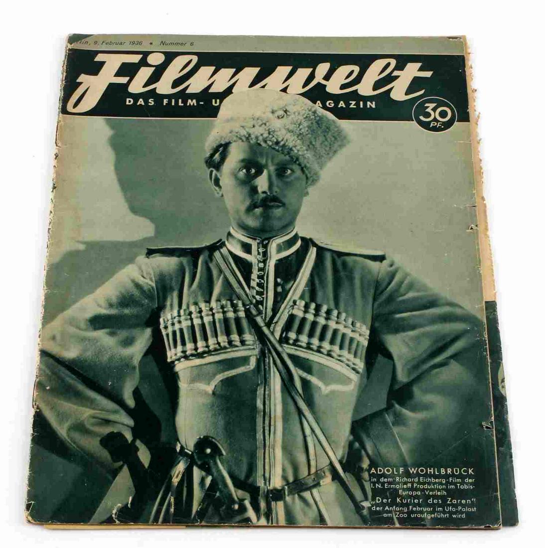 GERMAN RUSSIAN TSAR COURIER PROMOTION MAGAZINE: A 1936 German promotional magazine for the movie "The Tsar's Courier". Good condition with some rips along the edges. Measures 11 3/4 x 9 inches.0