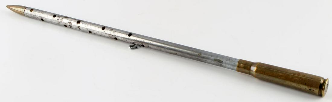 WWII .50 CALIBER BULLET TRENCH ART SWAGGER STICK: Measures 17 1/4 inches long.