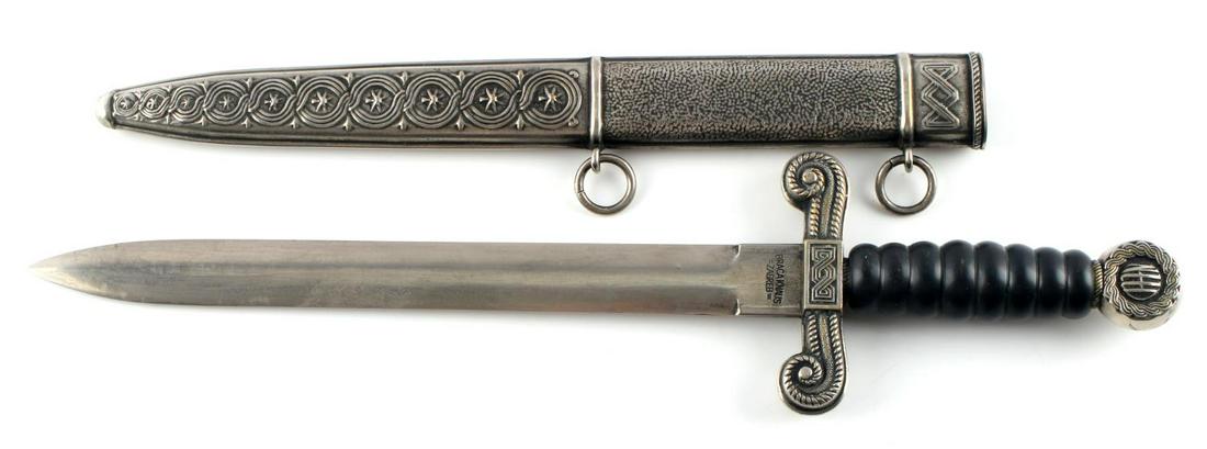 WWII CROATIAN WAR TIME DIPLOMATIC DRESS DAGGER: Dagger of a Croatian Air Force Legion pilot manufactured by Braca Knaus of Zagreb. Dagger measures 14.5 inches in length. In scabbard it measures 16.25 inches in length. In very good condition. Unauth