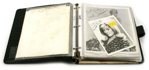 AUTOGRAPH LOT OF TV MUSIC & MOVIE PERSONALITIES: Glen Campbell, Jack Sheldon, Martin Landau, Jerry Lewis, Melody Patterson, Robert Conrad, Bob Denver, Robert Stack, Peter, Paul & Mary, Joan Blondell, Roger Miller, Frank Fulton, Andy Williams, Paul N