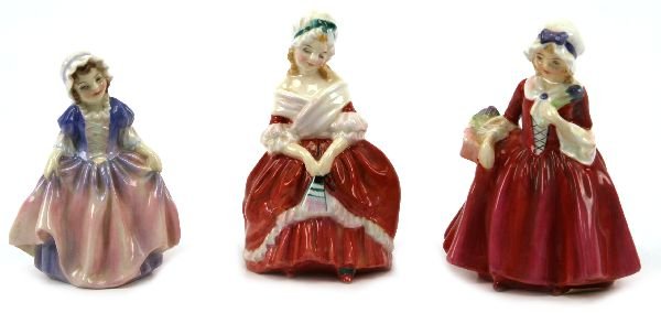 ROYAL DOULTON FIGURINES - LAVINIA, DINKY DO, PEGGY: Royal Doulton figurines - "Lavinia", number HN1955. "Peggy" HN2038 and "Dinky Do". No cracks or chips.