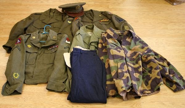 WWII US ARMY UNIFORM LOT: WWII US ARMY UNIFORM LOT To include: A 2nd Army Ike jacket with Presidents citation, medal ribbons include Bronze star with V, Purple heart, campaign and victory. Ike jacket with 7th Army patch and En