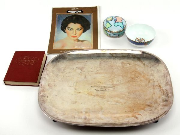 AVA GARDNER ESTATE ITEMS - TIFFANY BOWLS & MORE: AVA GARDNER ESTATE ITEMS - TIFFANY BOWLS & MORE Items from the estate of Ava Gardner which include: A Tiffany & Co china dish of 5 inches across with compass design. A Tiffany and co lidded dish with 