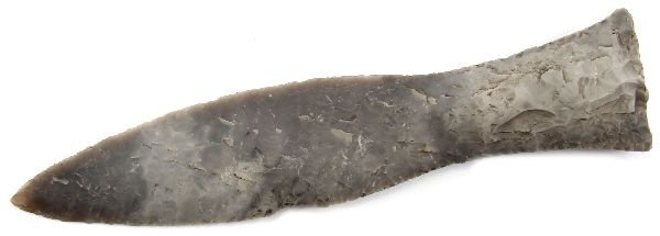 DANISH NEOLITHIC TYPE V-A DAGGER 6000 B.C.: DANISH NEOLITHIC TYPE V-A DAGGER 6000 B.C. A Scandinavian dagger these blades are known as the finest lithics in the world, this particular piece is featured in D.C. Waldorf book page 138 and reads in