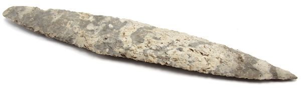 DANISH TYPE 1 A/B NEOLITHIC DAGGER: DANISH TYPE 1 A/B NEOLITHIC DAGGER A type 1 a/b dagger described in detail page 104 pf-43 of D.C. Waldorf's reference with drawing by his late wife, Scott Young collection, note the distinctive wear s
