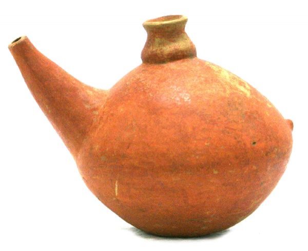 CADDOAN CULTURE REDWARE VESSEL: CADDOAN CULTURE REDWARE VESSEL A very beautiful and intact vessel typical of the culture. Standing 9 inches tall and eleven inches across including spout it is an impressive piece. EST. $800 - 1000