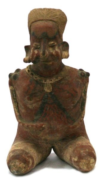 PRE COLOMBIAN NAYARIT CULTURE FEMALE EFFIGY: PRE COLOMBIAN NAYARIT CULTURE FEMALE EFFIGY An excellent example of Mexico Nayarit culture red ochre female 10.5 inch pregnant effigy, along with letter of testimony from Gordon Pond having had this t