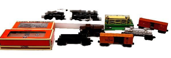 HUGE LOT LIONEL TRAIN LOCO, TENDER AND CARS: HUGE LOT LIONEL TRAIN LOCO, TENDER AND CARS This lot includes a 6-10854 #1665 NY Central 0-4-0 locomotive and tender NIB. A #2454 "Curtiss Baby Ruth " box car (in rough box). A #3459 metal automatic d