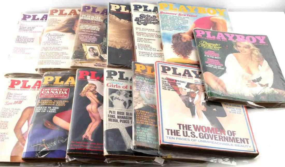 VINTAGE PLAYBOY AND PLAYMATE MAGAZINE EDITIONS: Lot of 13 1970's and 1980's playboy "Girls of" and Playmate of the year editions including Girls of Las Vegas, Cheerleaders, Government and Ivy League and 4 Playmate of the Year editions. All in good 