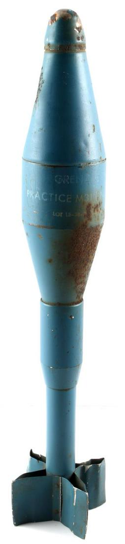 VIETNAM US ARMY M31 PRACTICE RIFLE GRENADE INERT: U.S. Vietnam era m31 practice grenade. Approximately 17" tall, comes in original 2-piece packaging and shipping tube, stamped "Grenade Rifle, Practice, M31 (INERT) w/o cartridges Grenade Rifle 30 Cal.