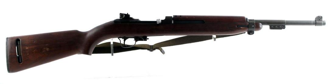 WWII US M 1 CARBINE QUALITY HARDWARE 1943: Underwood 1943 dated barrel, S/N 4672613, bright clean bore, smooth tight action, without magazine, with shoulder strap, cartouche stamped back stock, some scratching to stock mostly confined to back.