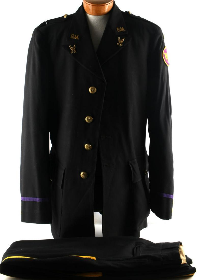 PATRIARCHS MILITANT ODD FELLOWS DRESS UNIFORM: Patriarchs Militant dress uniform for The International Order of Odd Fellows including jacket and trousers. Jacket features all button and pockets in good condition, with collar pins. Trousers in good