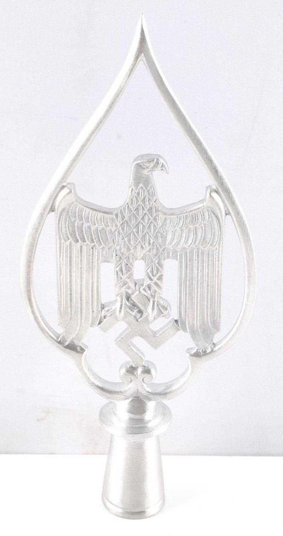 WWII GERMAN THIRD REICH HEER FLAG POLE TOP: WWII German Heer flag pole top. Measures 4.5 X 10.25 inches. Very fine condition. Unauthenticated, sold "as is". This lot has a reserve.