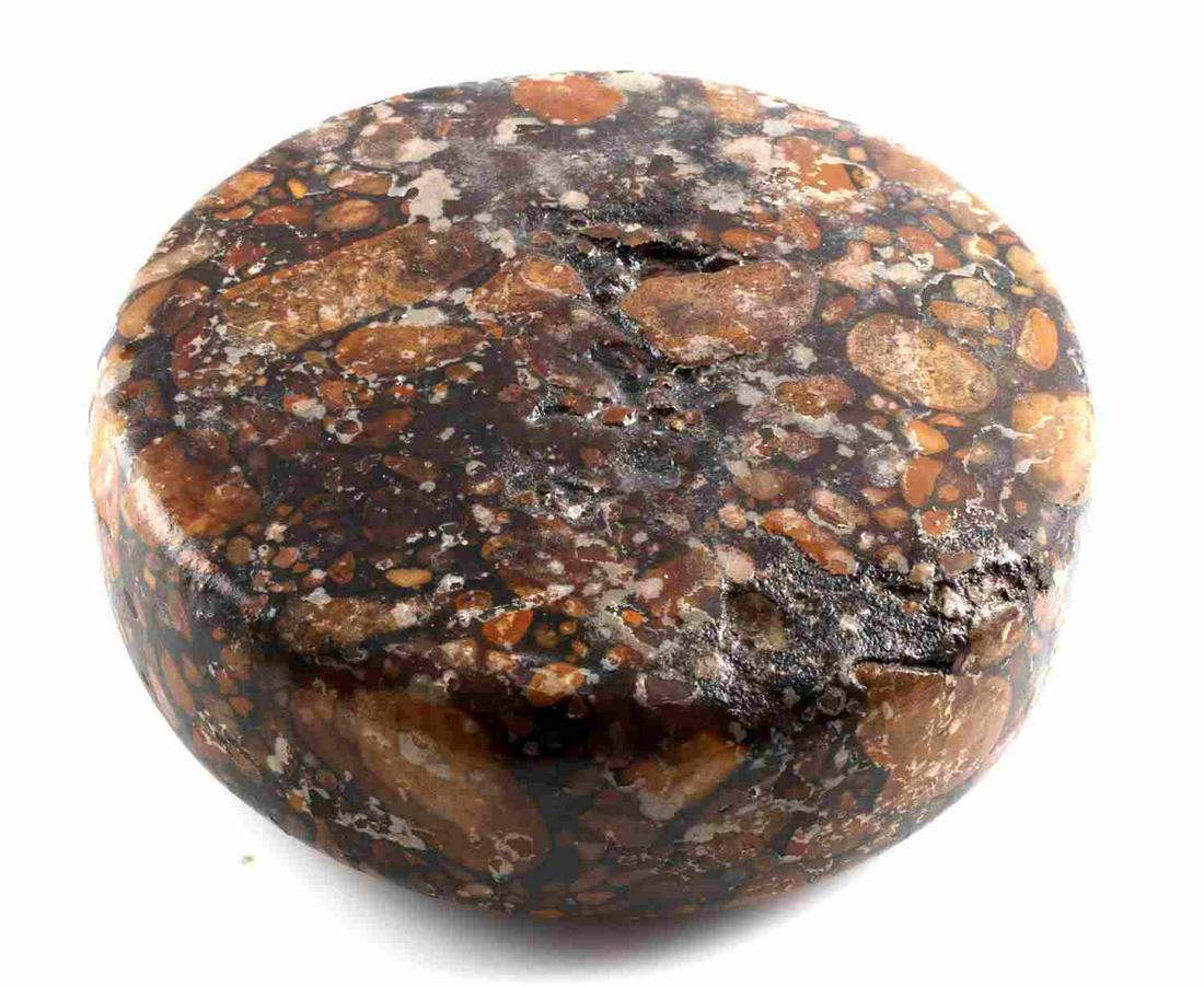 MISSISSIPPIAN BISCUIT STYLE DISCOIDAL 5 1/2 INCH: From Illinois collection reputedly by way of Northeast Alabama, may have been shellacked . Free of damage or repairs.