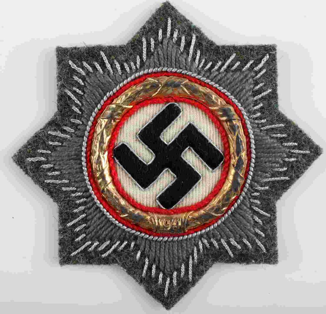 WWII GERMAN WAFFEN SS PANZER GERMAN CROSS PATCH: WWII German Waffen "SS" Panzer German Cross Patch. Measures approx. 3 inches in diameter. Marked "1941." Does not fluoresce. In good condition. Unauthenticated, sold as is.