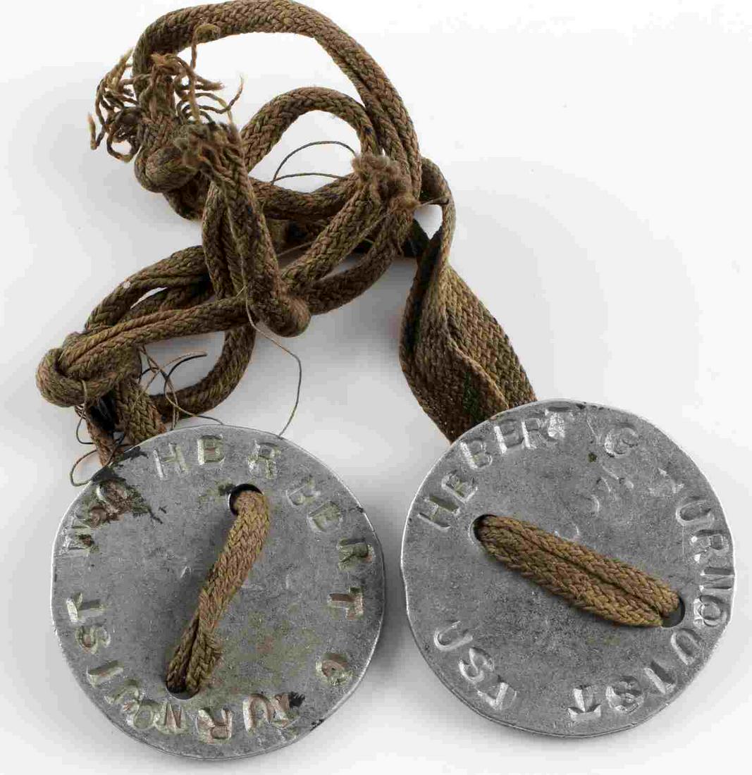 WWI DOG TAGS HERBERT TURNQUIST 27TH FIELD ART: Was stationed last at Camp McClellan in Alabama, he is listed on roll of honor as having served overseas in the Great War.