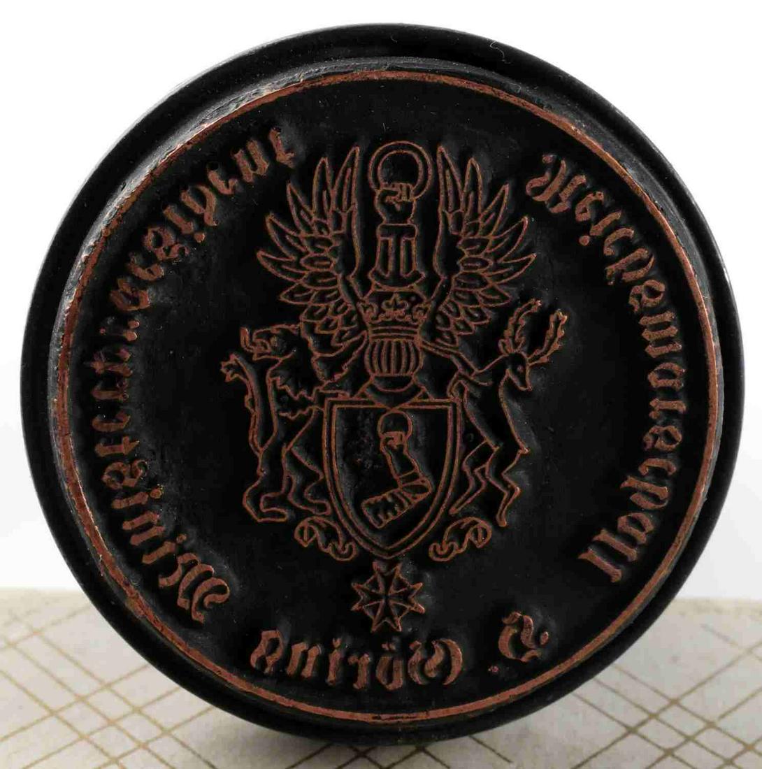 WWII GERMAN THIRD REICH HERMANN GOERING STAMP: Personal Hermann Goering stamp. Measures 4 3/4 inches. Good condition. Unauthenticated, sold as is. This lot has a reserve.