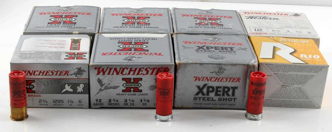 175 ROUNDS OF 12 16 20 GAUGE SHOTGUN AMMUNITION: Lot of 175 rounds of 12, 16, and 20 gauge ammunition. 2 3/4 inches, 1 1/8 oz, 6-8 shot, lead and steel shot.