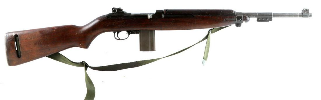 US UNDERWOOD M1 SEMI AUTO CARBINE .30 CAL 1944: February 1944 manufacture. Matte steel with 18 inch barrel, bright clean bore, end of barrel marked Underwood 2 44 flaming grenade P, along with Blue Sky Arlington, VA. Serial number marked at breech.