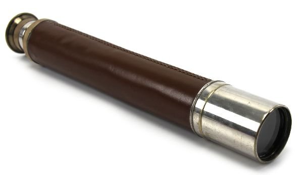 ROSS BRITISH ROYAL NAVY NUMBER 46 TELESCOPE: A single drawer telescope for the Royal Navy. Marked with the War Department arrow mark and makers mark. Pattern 373B and numbered 91114 and NP46. Opens to a max of 23 inches. Clear lenses. Some light