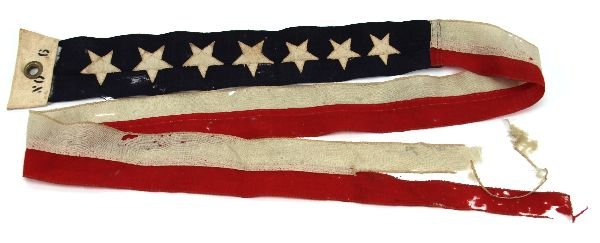ADMIRAL OLDENDORF 7TH FLEET PENNANT: The Admirals pennant of 69 inches with 7 stars (7th Fleet). Some moth and wear. Fragile.