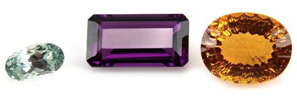 BRILLIANT KUNZITE AMETHYST CITRINE LOT 180.98 TCW: Oval cut, eye clean green Kunzite 11.98 ct; emerald cut Amethyst 38.15 ct; fancy oval cut, near flawless Citrine 46.35 ct. . Weight: 180.98 Tcw . Condition: Excellent