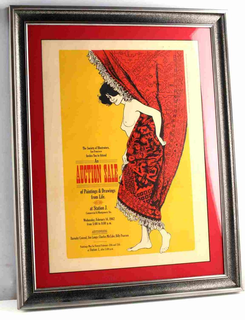 BETTY BRADER VINTAGE 1960S ADVERTISING POSTER: Betty Brader (later known as Betty Brader-Ashley), an American fashion illustrator and best known for her work with Joseph Magnin Co. Department Store in San Francisco in the 1960s. Dimensions: image