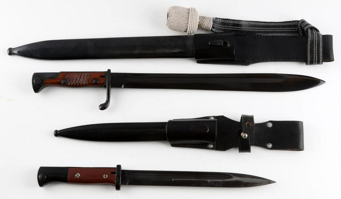 WWII GERMAN K-98 BAYONET LOT OF 2: The longer is probably a post war issue, the smaller is original but has been refinished. No matching serial numbers.