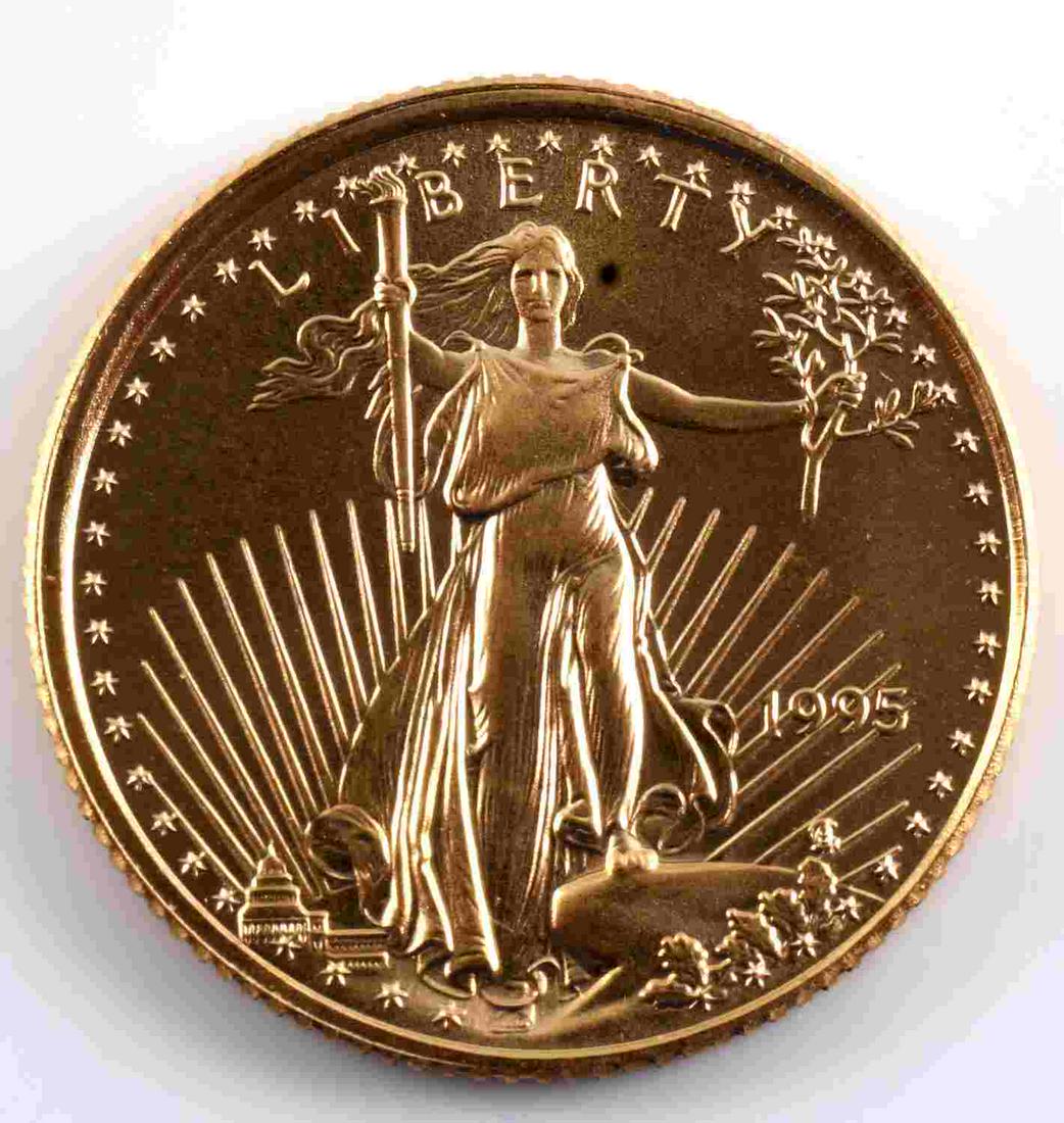 1995 GOLD 1/10 OZ AMERICAN EAGLE BU COIN: Brilliant uncirculated