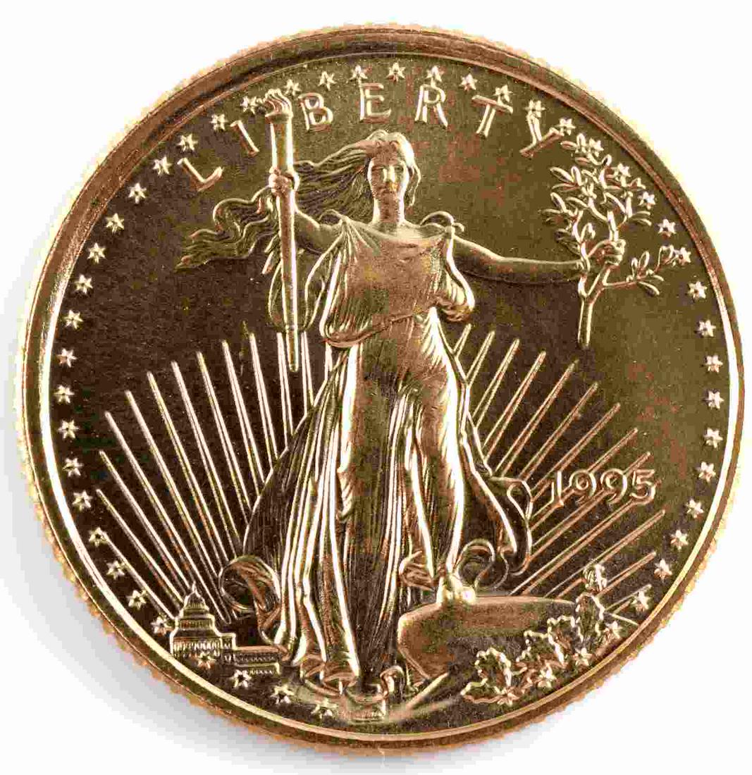 1995 GOLD 1/10 OZ AMERICAN EAGLE BU COIN: Brilliant uncirculated