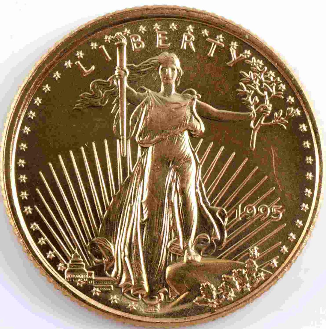 1995 GOLD 1/10 OZ AMERICAN EAGLE BU COIN: Brilliant uncirculated