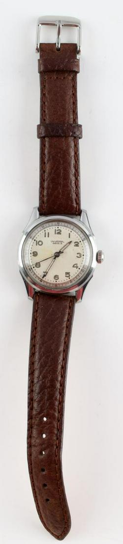 VINTAGE UNIVERSAL GENEVE MILITARY WRIST WATCH: Universal Geneve automatic military wrist watch. Crystal measures 29.41mm. Case measures 37.34mm. measures 8 inches overall. Case marked 101952320721. Movement serviced late 2020. A high quality, spor