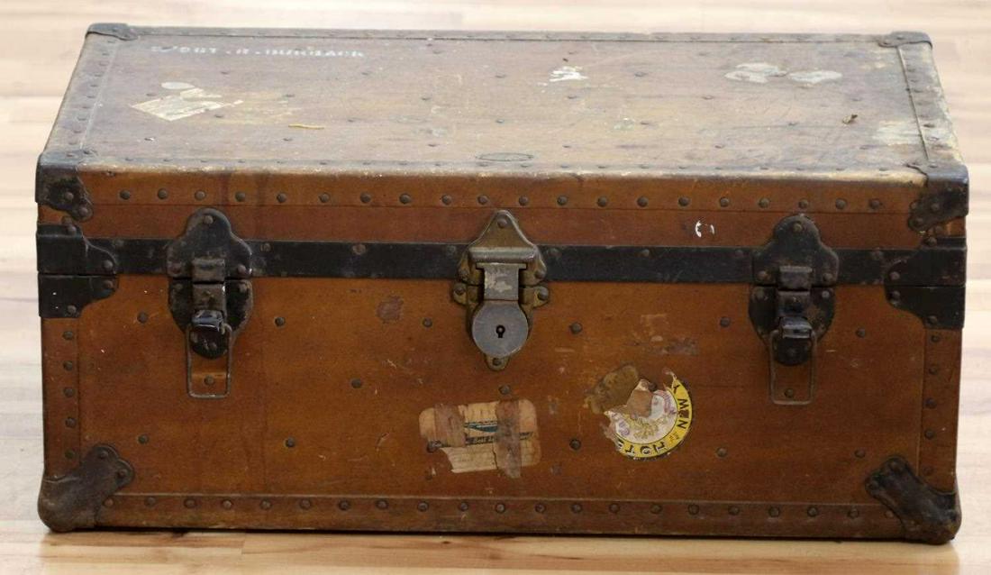WWII US NAVY FOOTLOCKER AND CONTENTS NAMED: WWII US Army foot locker, named to Staff Sgt. Robert. Burback. Many personal effects still inside. Items include saddlebags, a trimmer, large quantities of ephemera including piloting manuals, digests