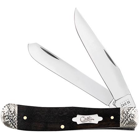 CASE EBONY WOOD SMOOTH TRAPPER POCKET KNIFE 59670: Overall Length 7.42", Blade Length 3.25", Sharpened Length 2.94", Blade Thickness 0.11", Blade Material Tru-Sharp Blade Type Stainless, Closed Length 4.16", Handle Thickness 0.52", Handle Material Woo