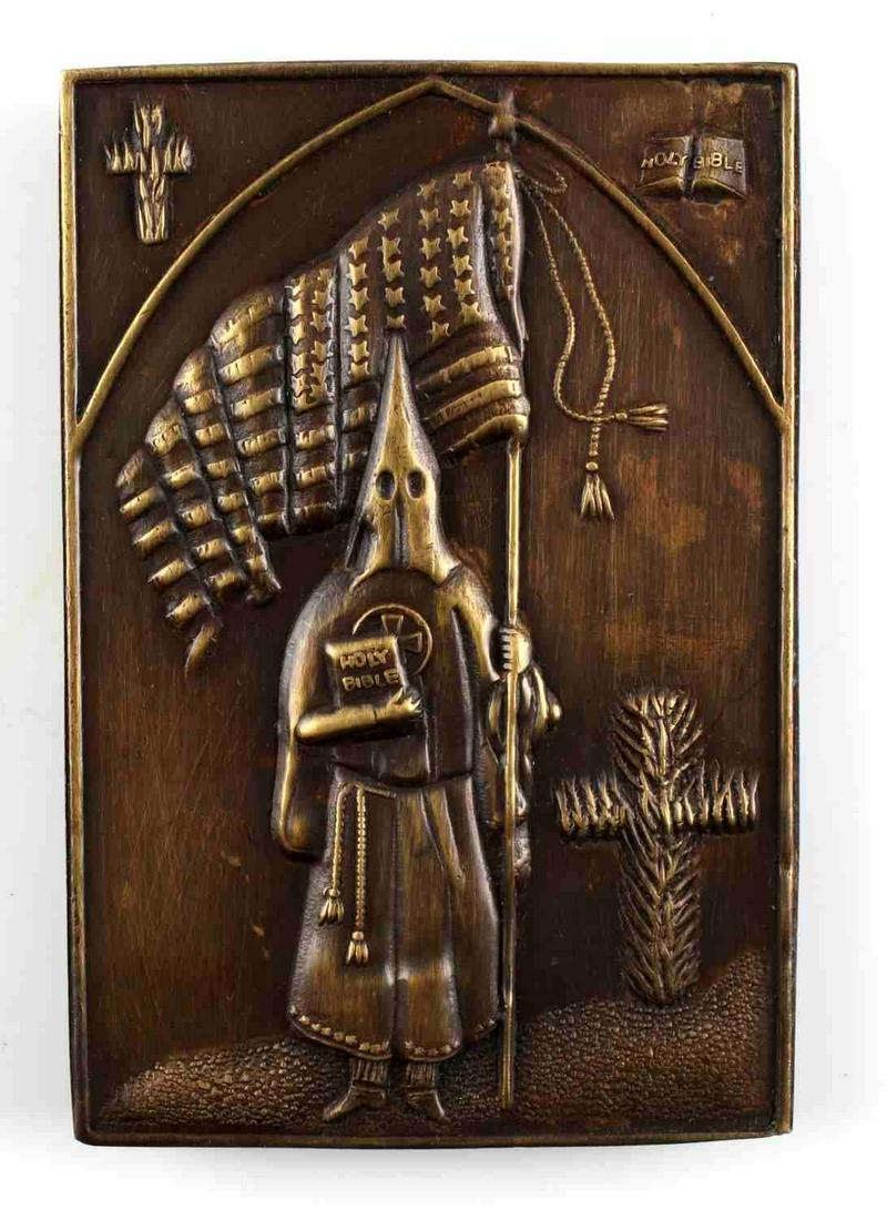 VINTAGE IMPERIAL ORDER OF KKK BRASS BELT BUCKLE: Vintage Imperial Order of the KKK belt buckle. Measures 4 x 2 1/2 inches. Good condition. Unauthenticated, sold as is. This lot has a reserve.
