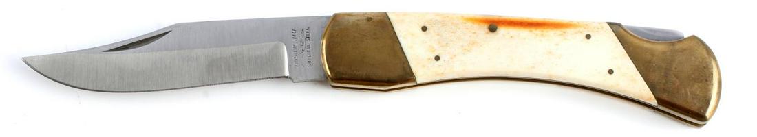 VINTAGE PARKER IMAI BIG LOU LOCKBACK POCKET KNIFE: Vintage Parker-Imai "Big Lou" lockback pocket knife. Measures approximately 5 inches when closed. Surgical steel, made in Japan. Very good condition overall. In original box.