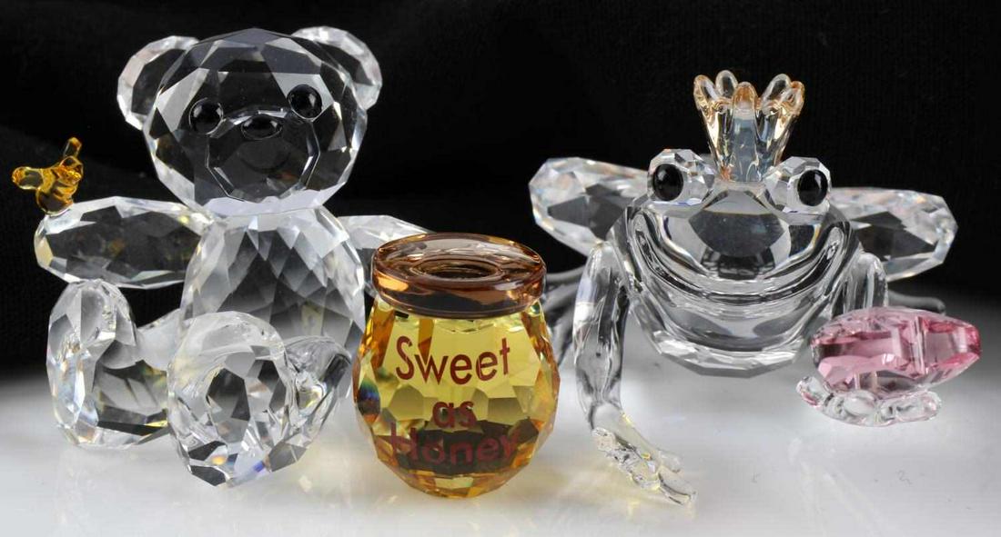 SWAROVSKI CROWNED FROG & BEAR W HONEY JAR: Both are damage free