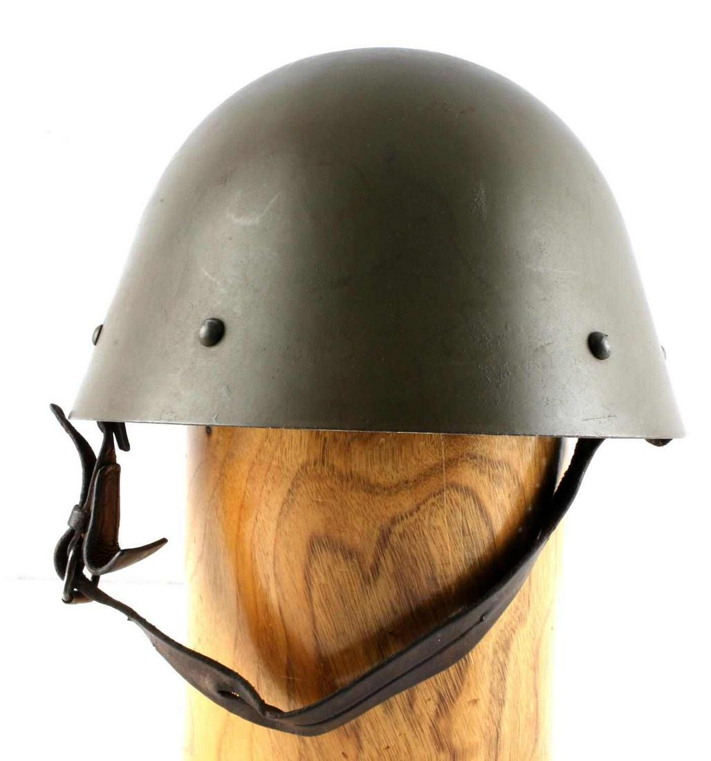 WWII CZECH VZ32 MODEL 1932 STEEL HELMET: Circa 1936. Pre-WWII Czech model 1932, made by Czech firm Sandrik. Was used by Czech army prior to WWII, and during WWII by Slovakian and Finnish soldiers fighting the Soviets on the Eastern Front. Or