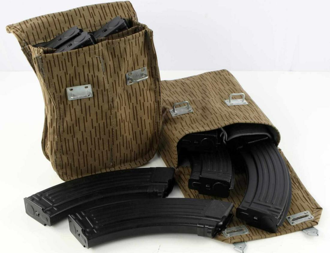 8 AK-47 MAGAZINE LOT WITH 2 POUCHES: Magazines and pouches for 4 magazines each all unused.
